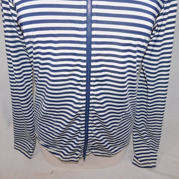 Carve Designs Womens M Lake Sunshirt Blue White Striped Full Zip UPF 50+ - Picture 7 of 11